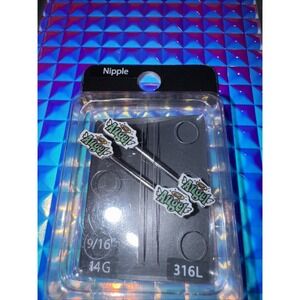 NWT Spencer Pierced Nation 14g 9/16" 316L‎ Nipple Ring Silver ANGEL Y2K baddie
